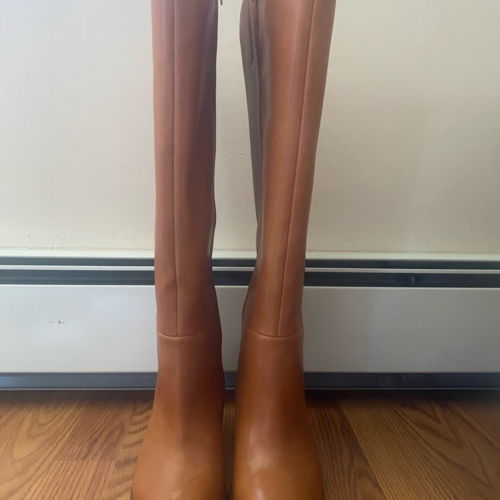 Leather Knee-High Boots in Tan - Picture 2 of 4
